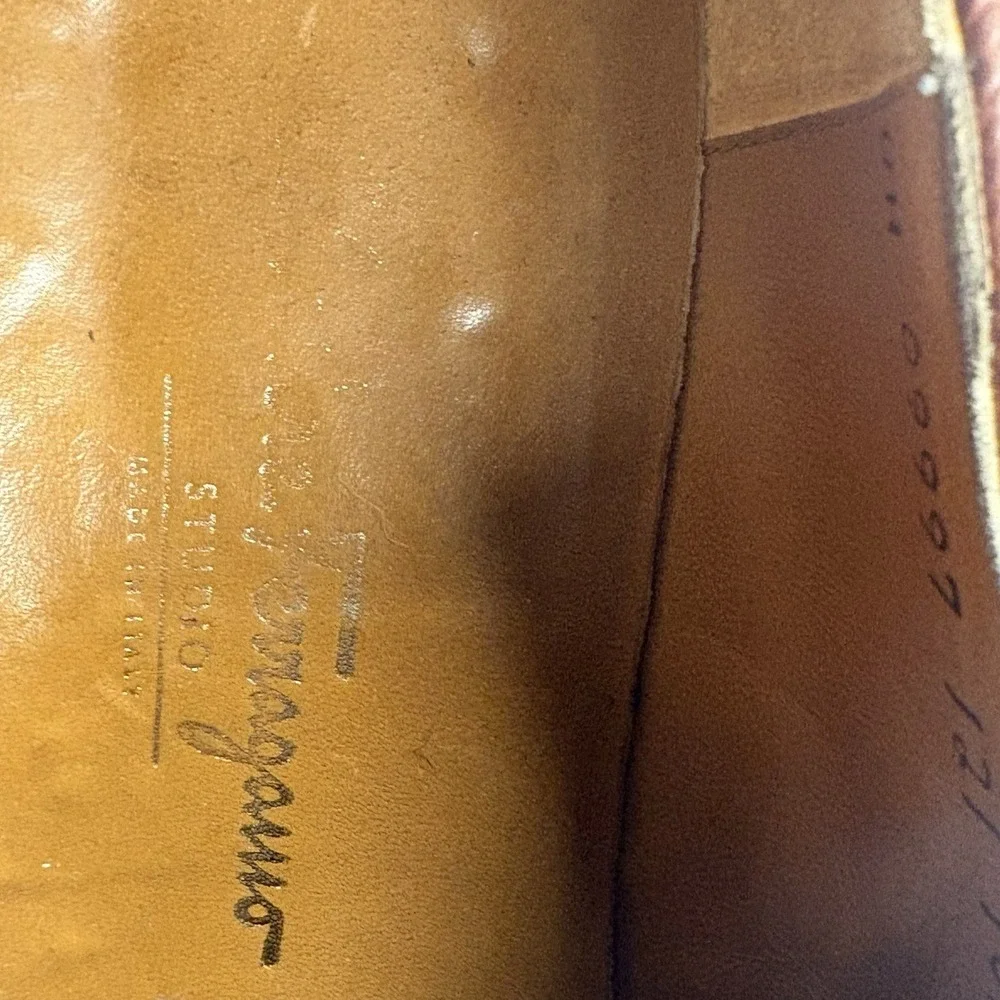 VTG Salvatore Ferragamo Studio Brown Pebble Grain Derby Shoes 10.5 2E Italy EUC